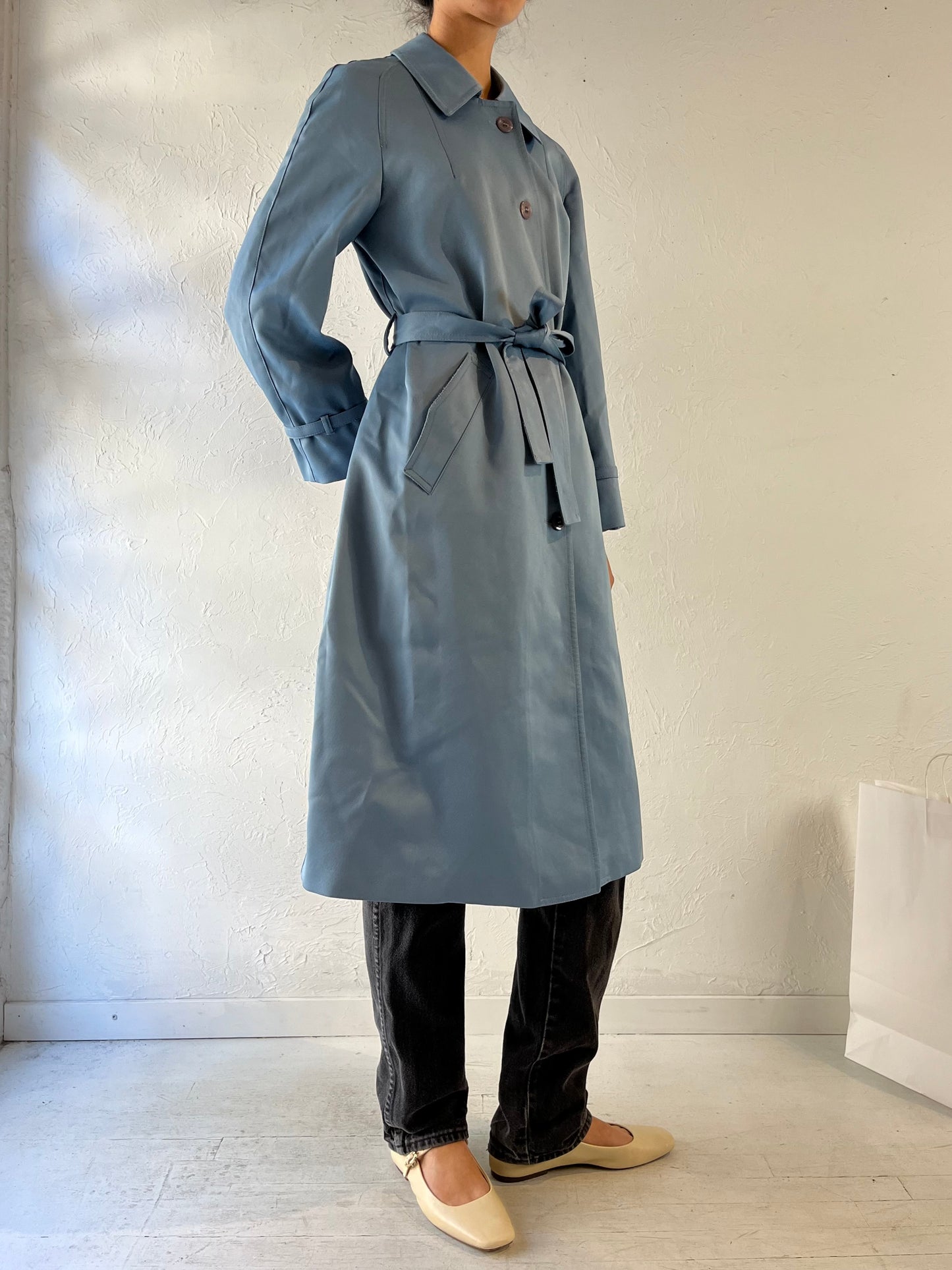 80s ‘London Fog’ Blue Trench Coat / Medium