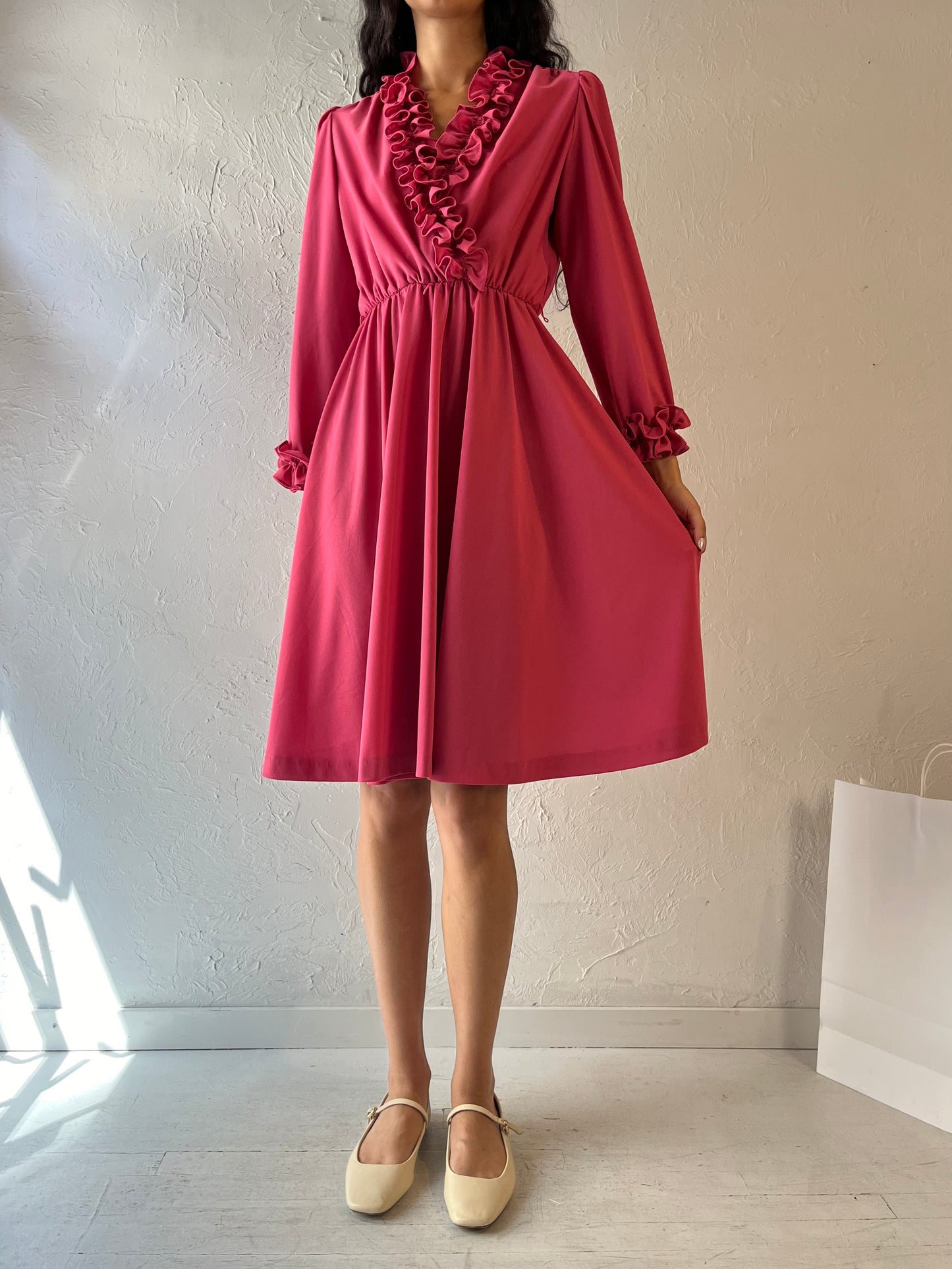 70s 'Lady Carol' Pink Midi Dress / Small