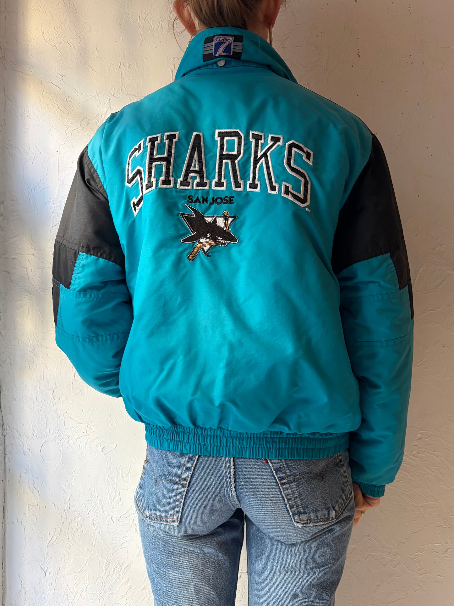 90s 'Logo 7' San Jose Sharks Jacket / XS (youth L)