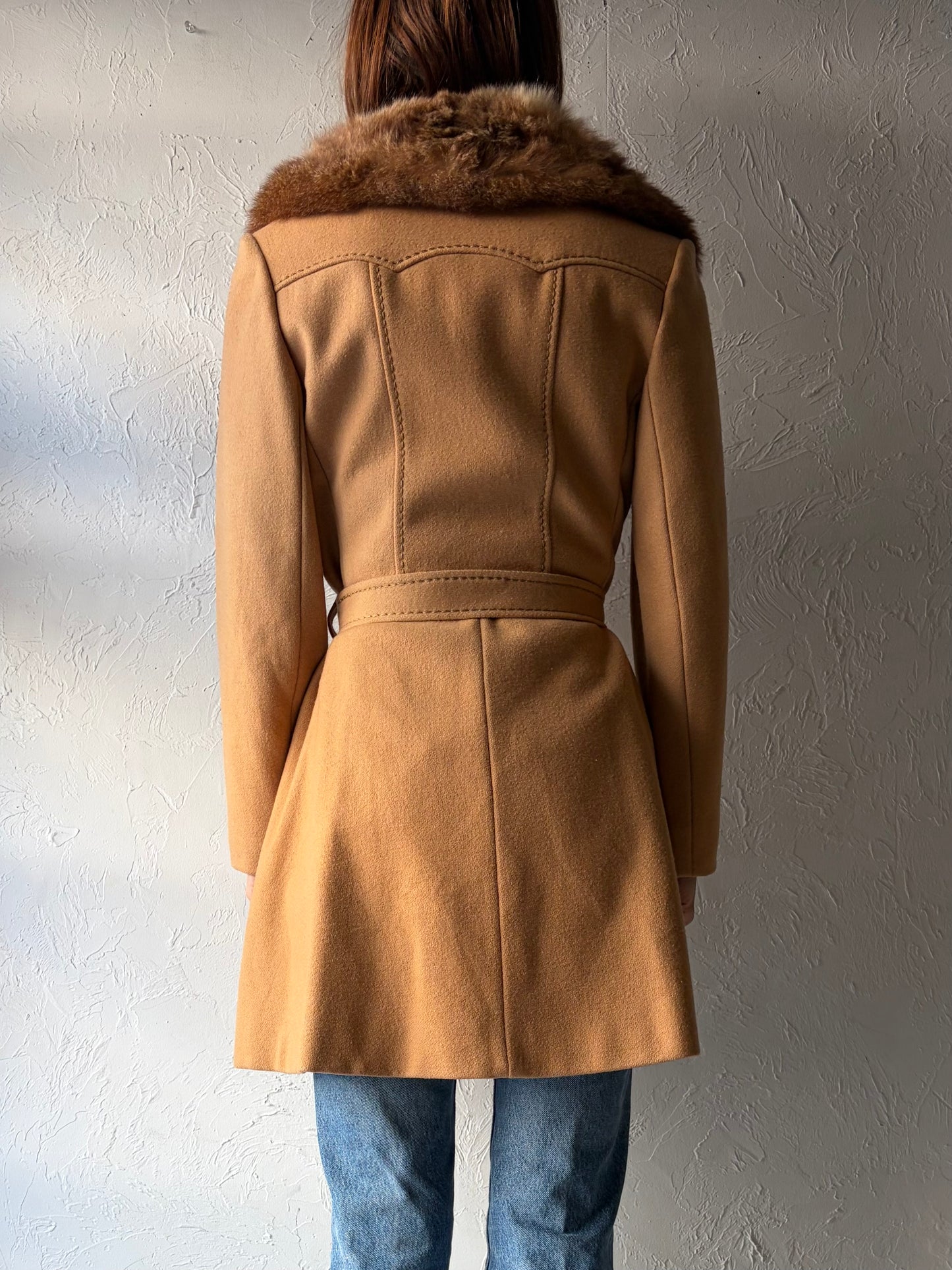 70s 'Country Pacer' Wool Jacket With Fur Collar / Small