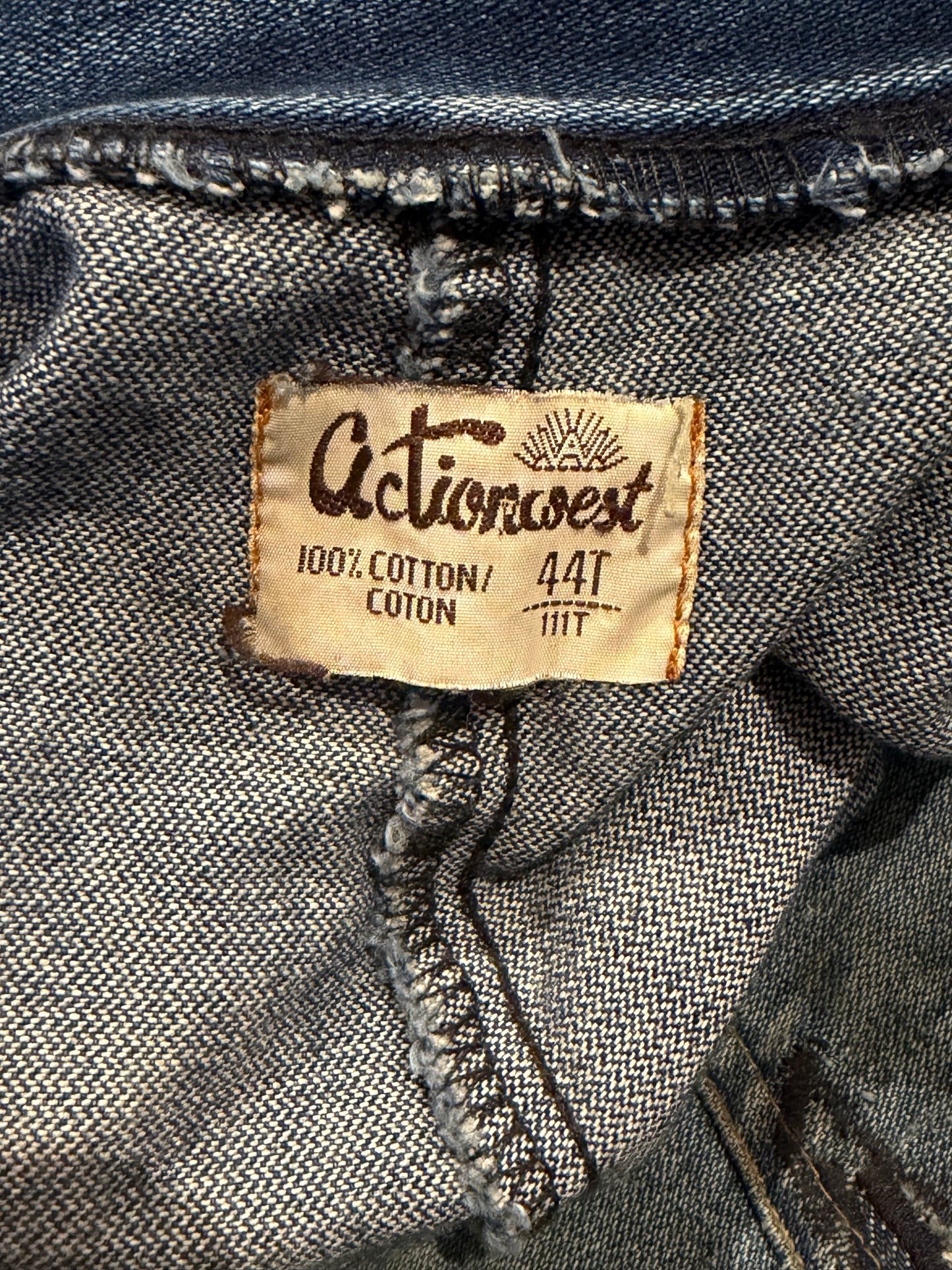 80s 'Action West' Thrashed Workwear Denim Coveralls / Large