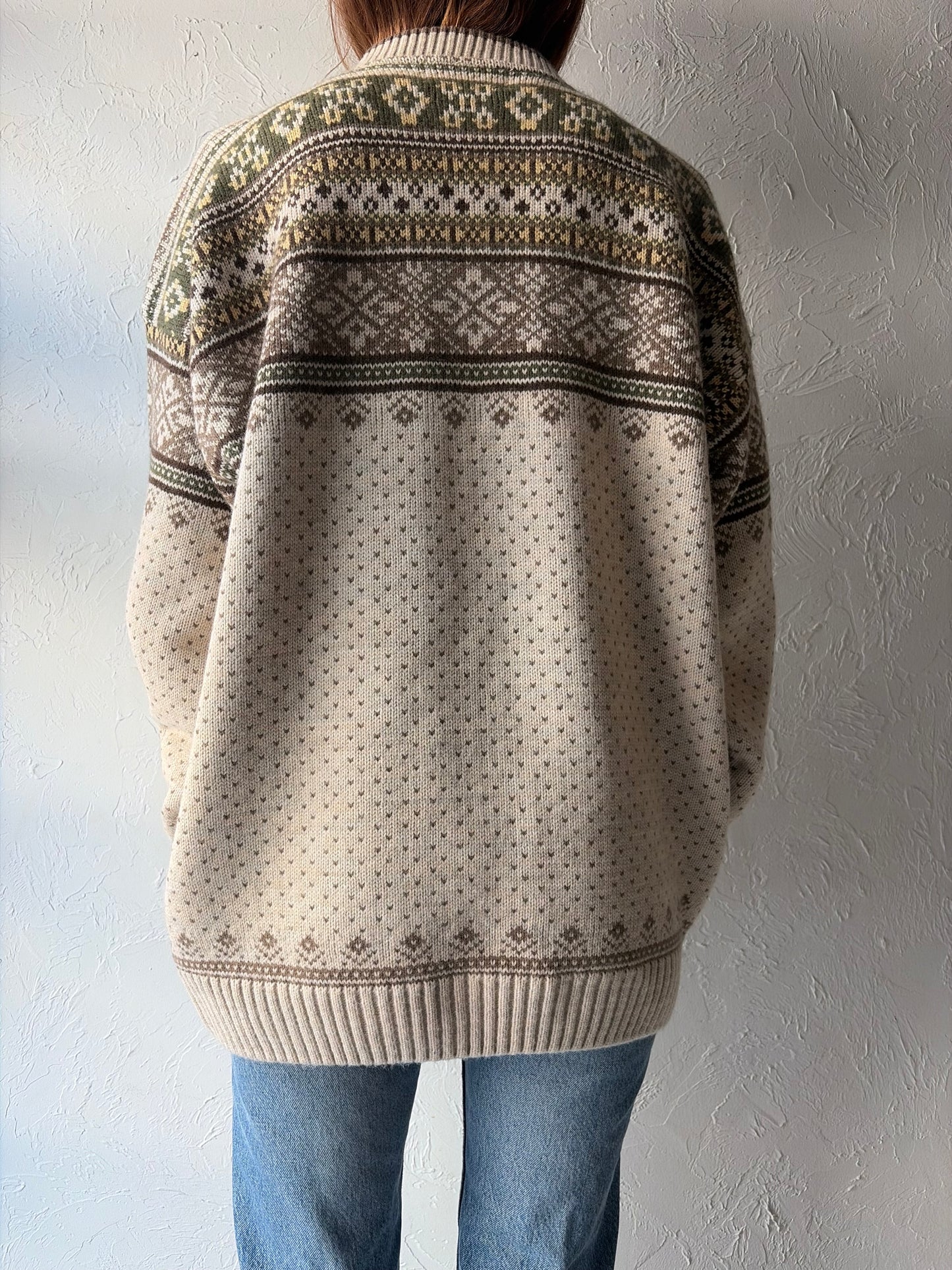 90s 'Tundra' Fair Isle Style Sweater / Large
