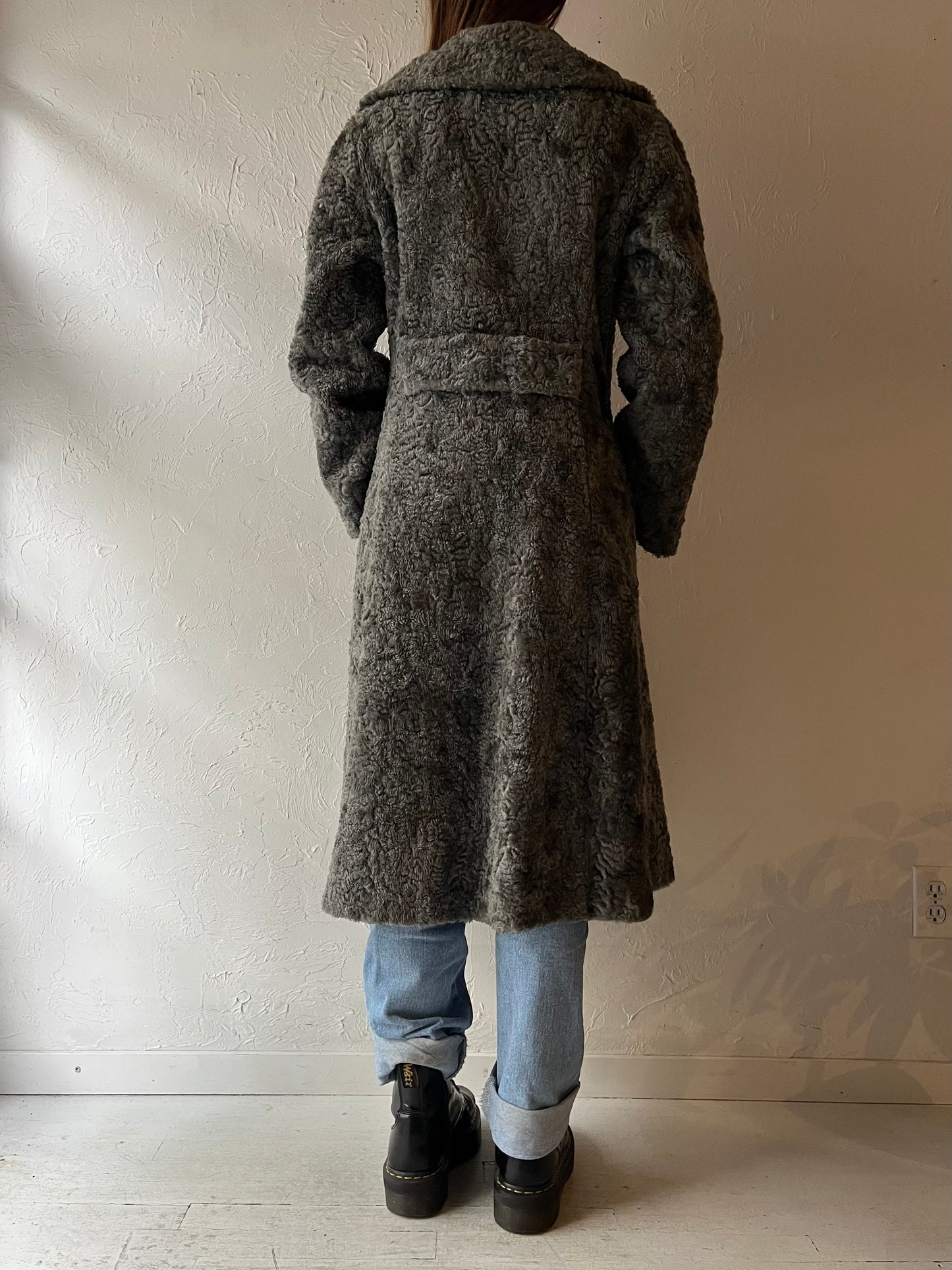 70s 'Sterling Stall' Faux Fur Coat / Union Made / Small