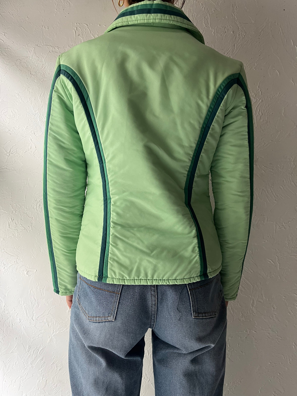 70s 'Innsbruck' Green Winter Puffer Jacket / Small