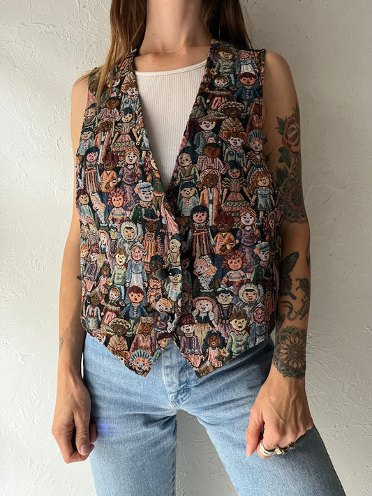 90s 'Facets' Teacher Tapestry Vest / Large