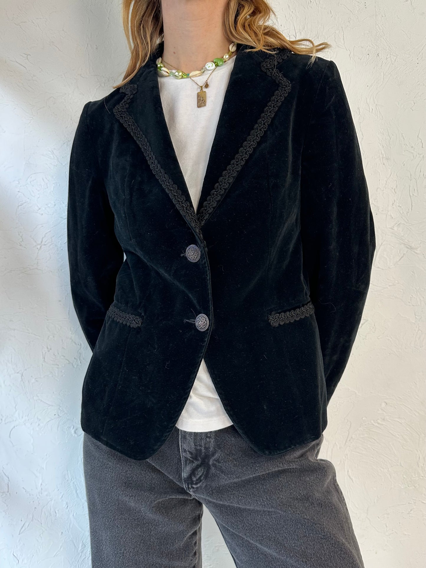 Vintage 'Jantzen' Black Velvet Blazer Jacket / Medium