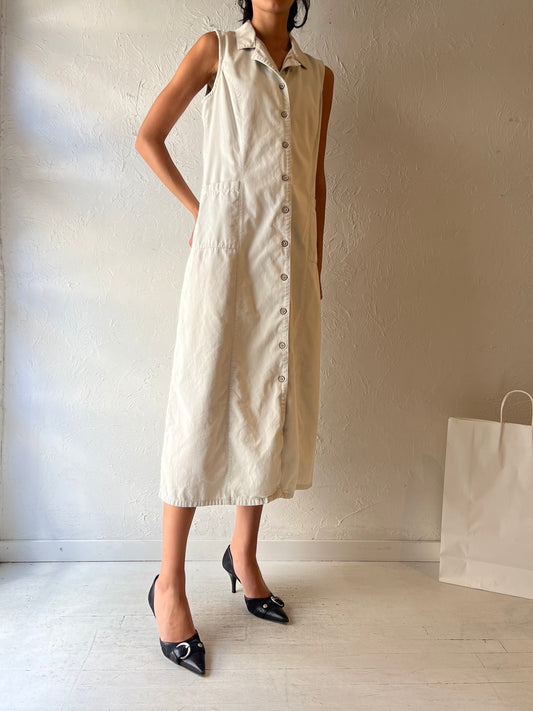 Y2K ‘Faded Glory’ Beige Denim Maxi Dress / Large