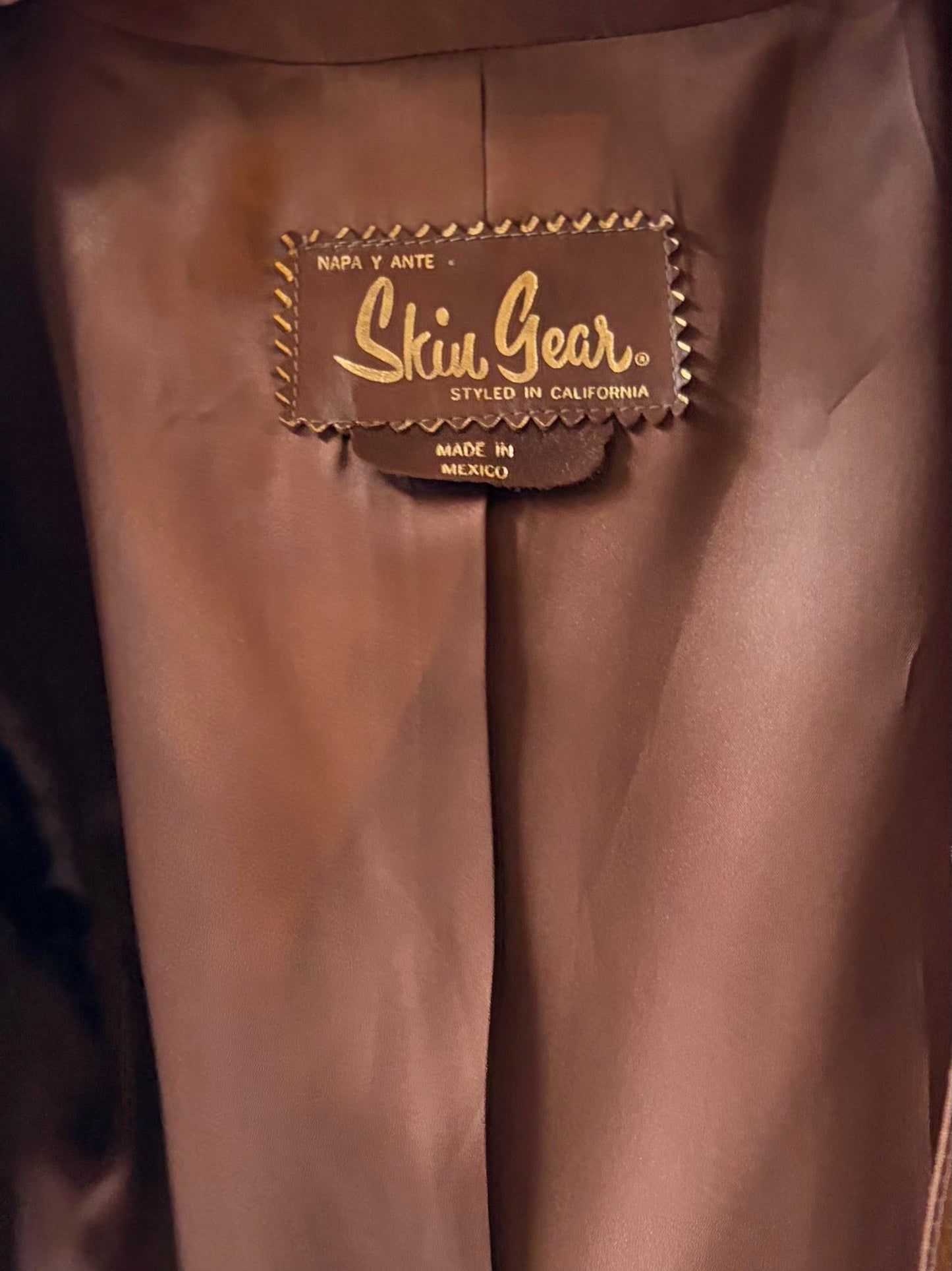 70s 'Skiu Gear' Brown Leather Jacket / Small