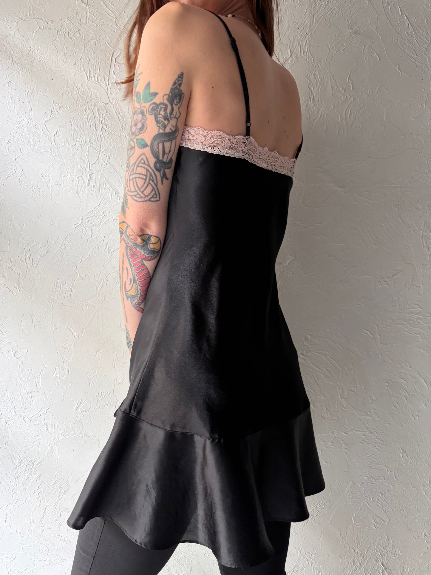 Y2K Black Slip Dress Top / Small