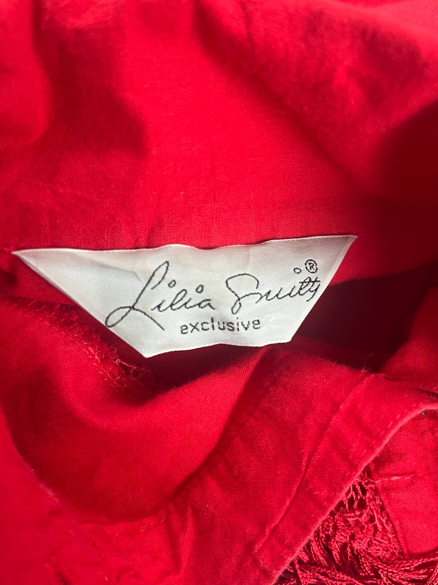 80s 'Lila Suilty' Red Fringe Western Dress / Small