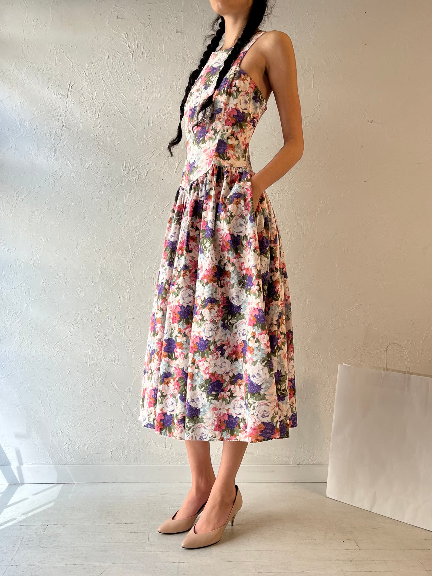 90s ‘Robbie Bee’ Floral Print Dress Small