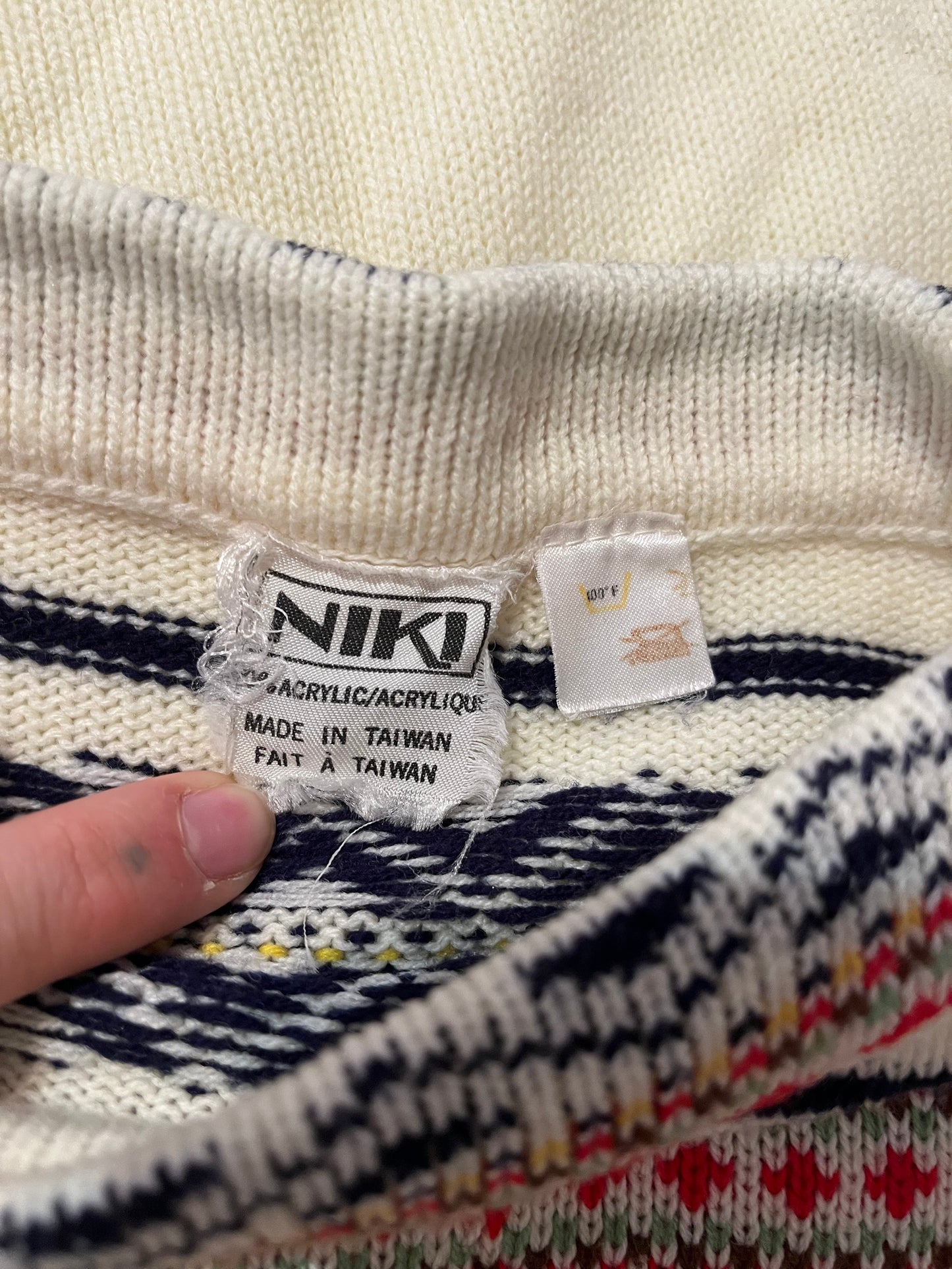 90s 'Niki' Acrylic Knit Bell Sleeve Sweater / Small