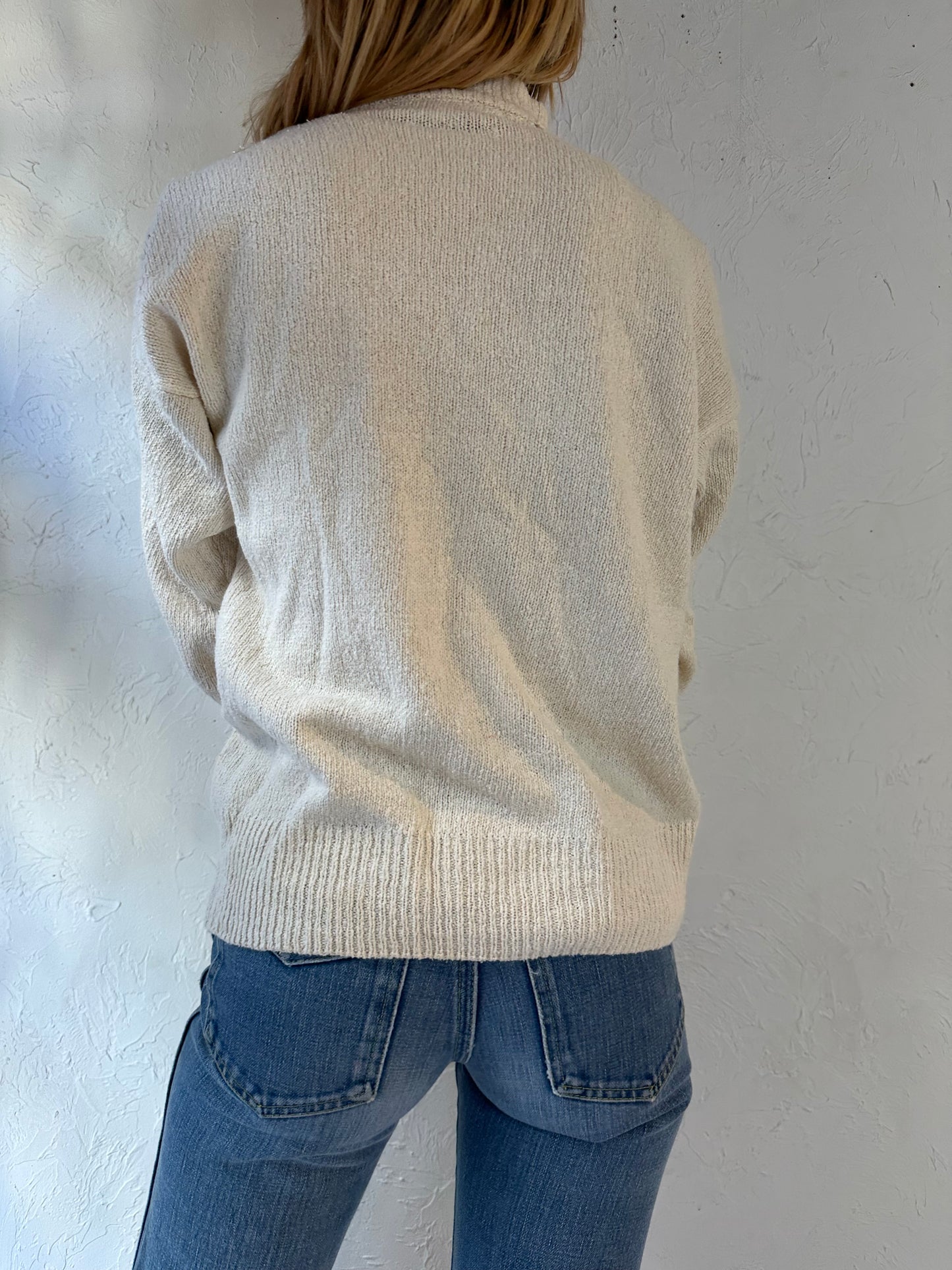 90s 'SK & Company' Silk Angora Beaded Sweater / Medium