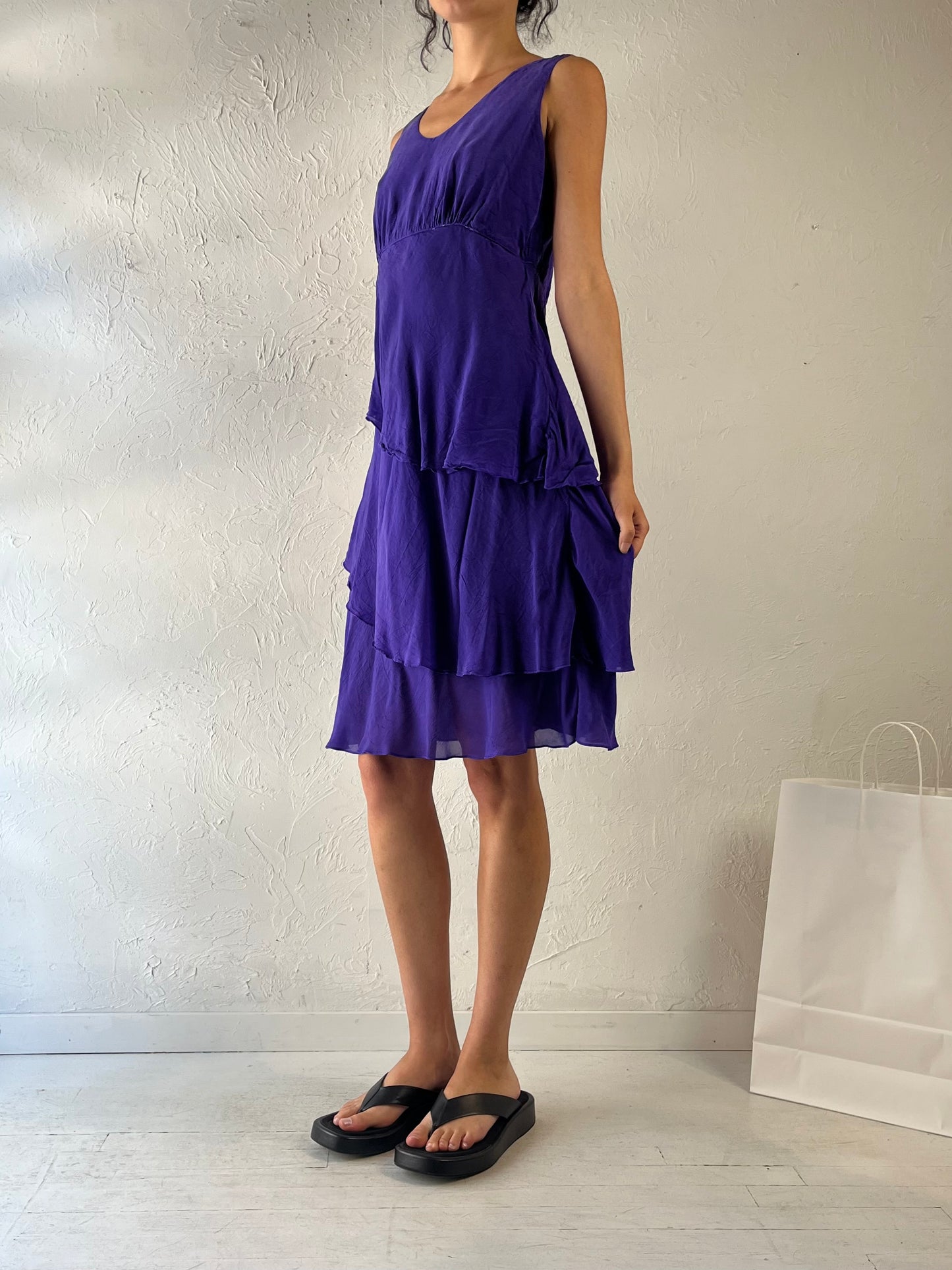 90s ‘Click’ Purple Midi Dress / Small