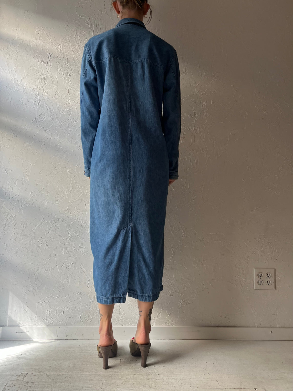 Y2k 'Eddie Bauer' Long Sleeve Denim Maxi Dress / Small