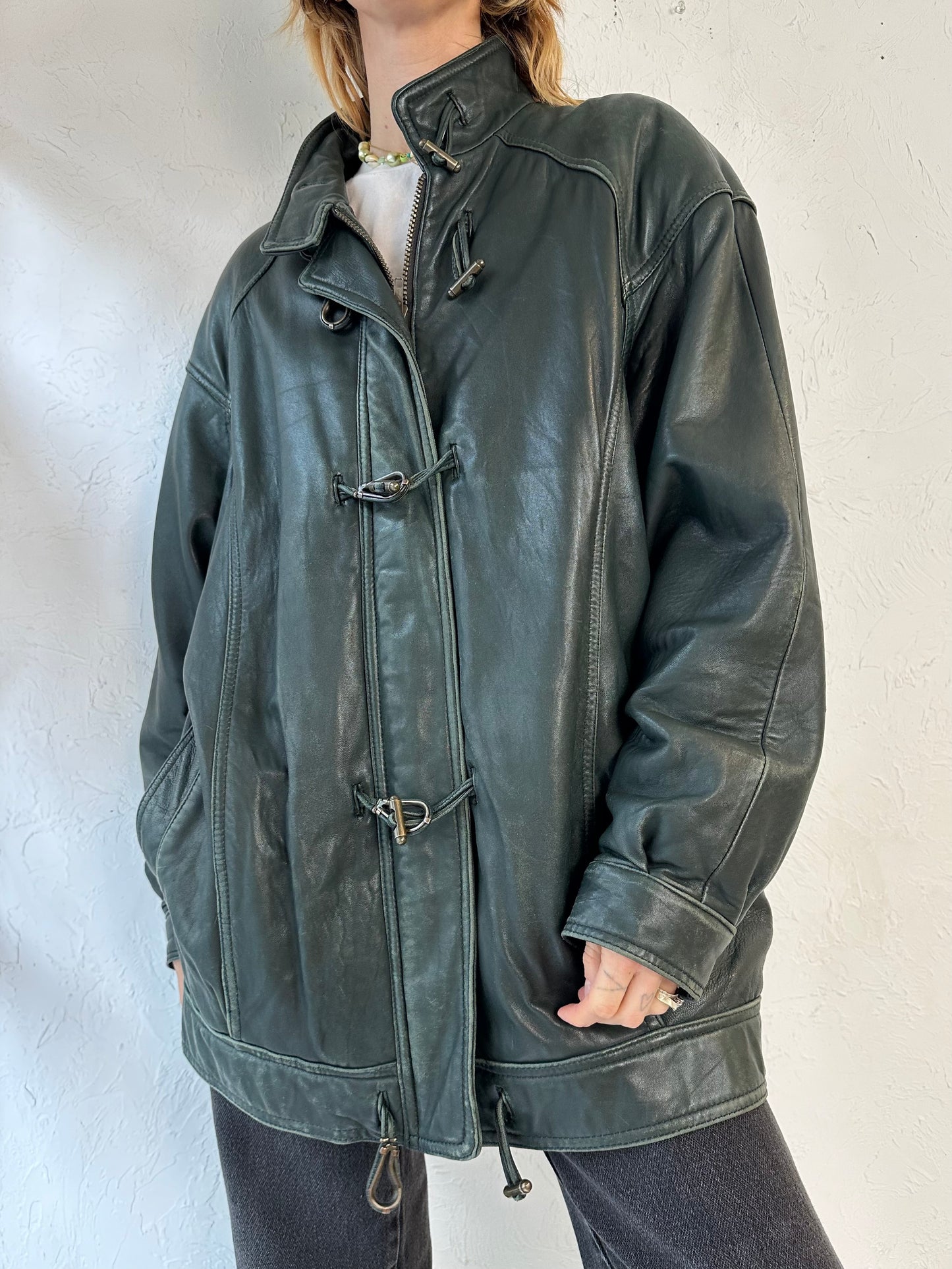 Vintage 'Danier' Green Leather Jacket / Medium