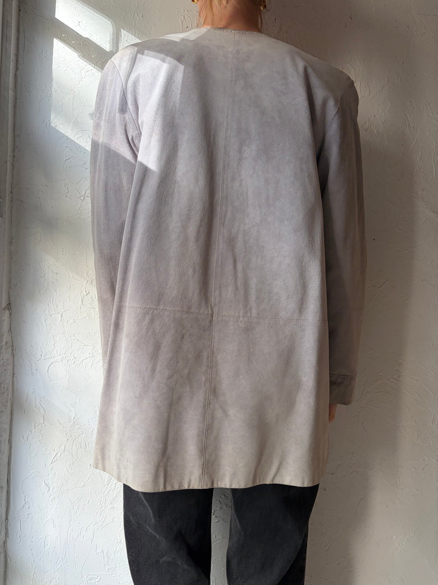 90s 'Danier' Gray Suede Jacket / Medium