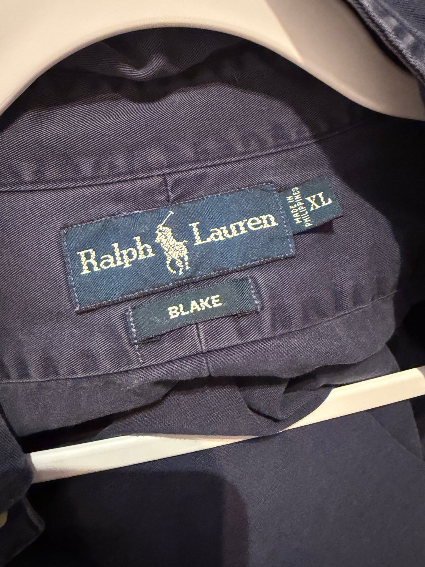 Vintage 'Ralph Lauren' Navy Blue Thick Cotton Shirt / XL