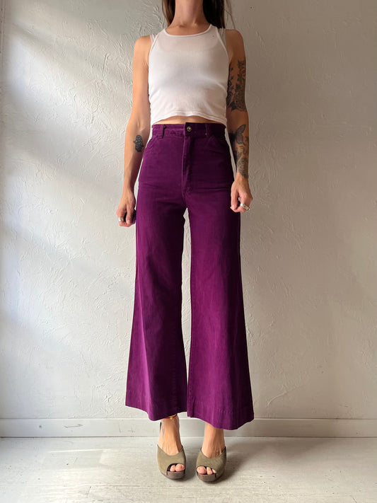 70s 'Play Ranch' Purple High Waisted Retro Bell Bottoms / XS