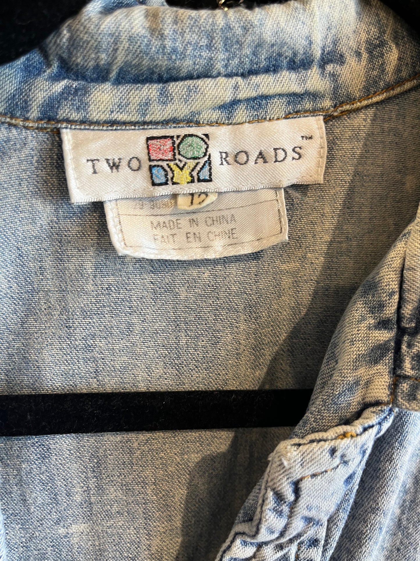 90s ‘Two Roads’ Denim Dress / Medium