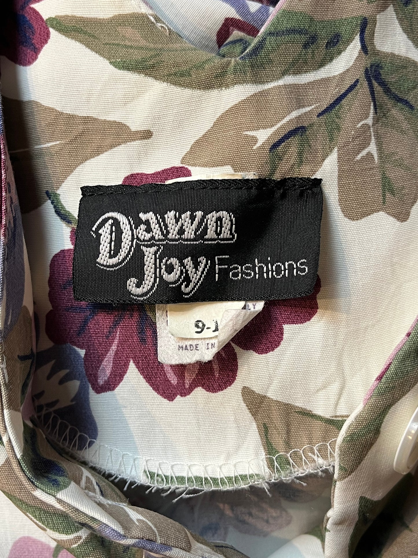 80s 'Dawn Joy' Floral Print Midi Dress / Medium - Large