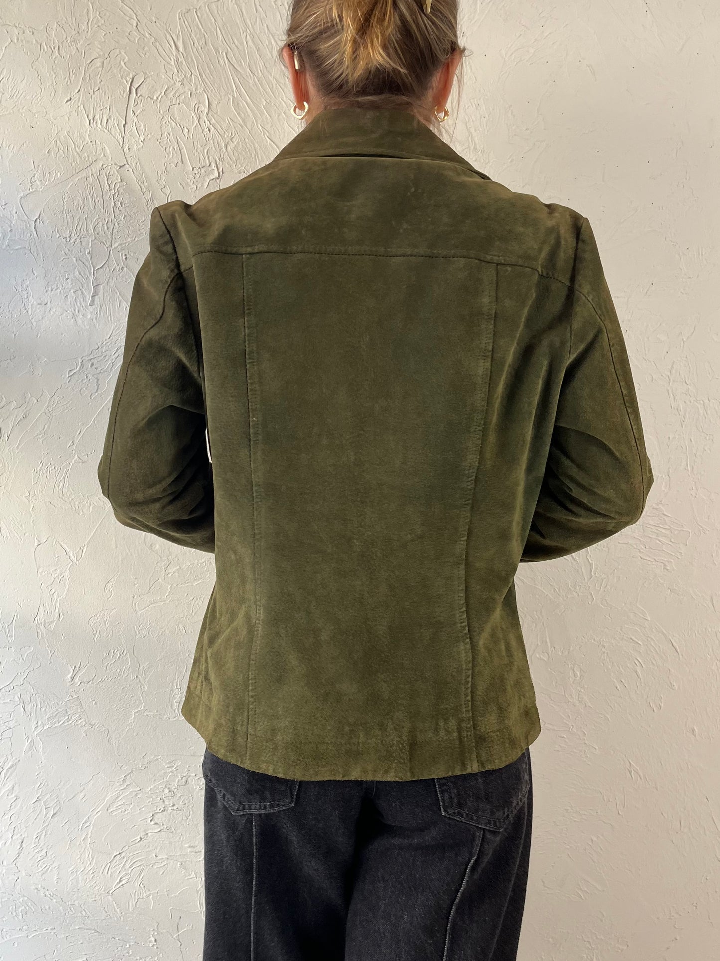 Y2K ‘Live a Little’ Green Suede Jacket / Medium