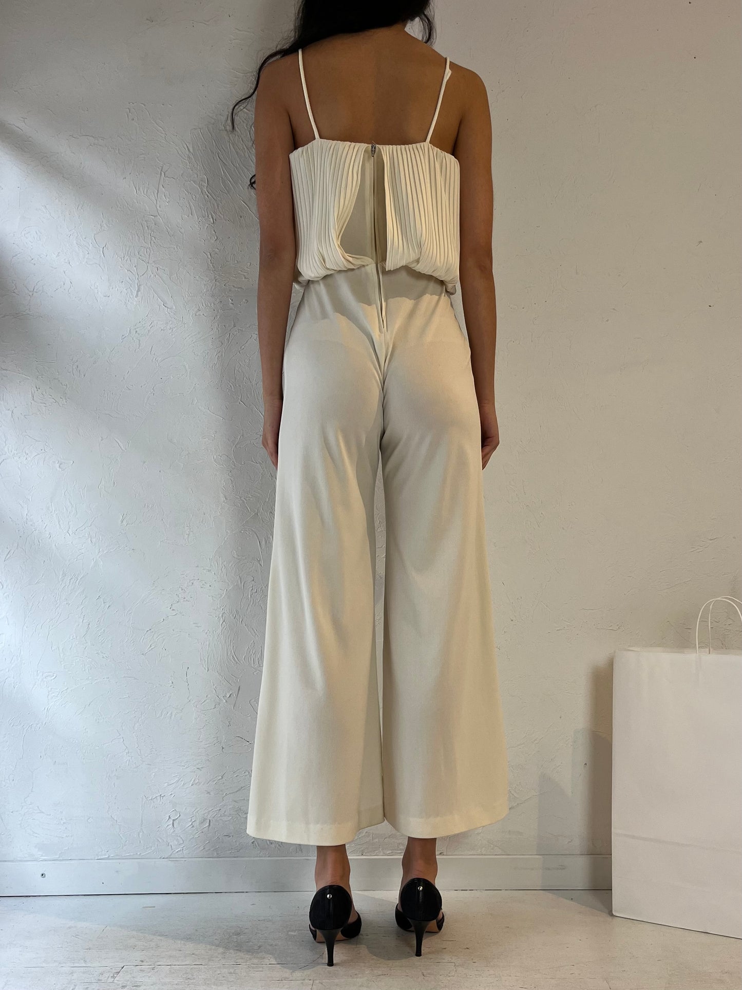 Vintage Handmade White Jumpsuit / Small