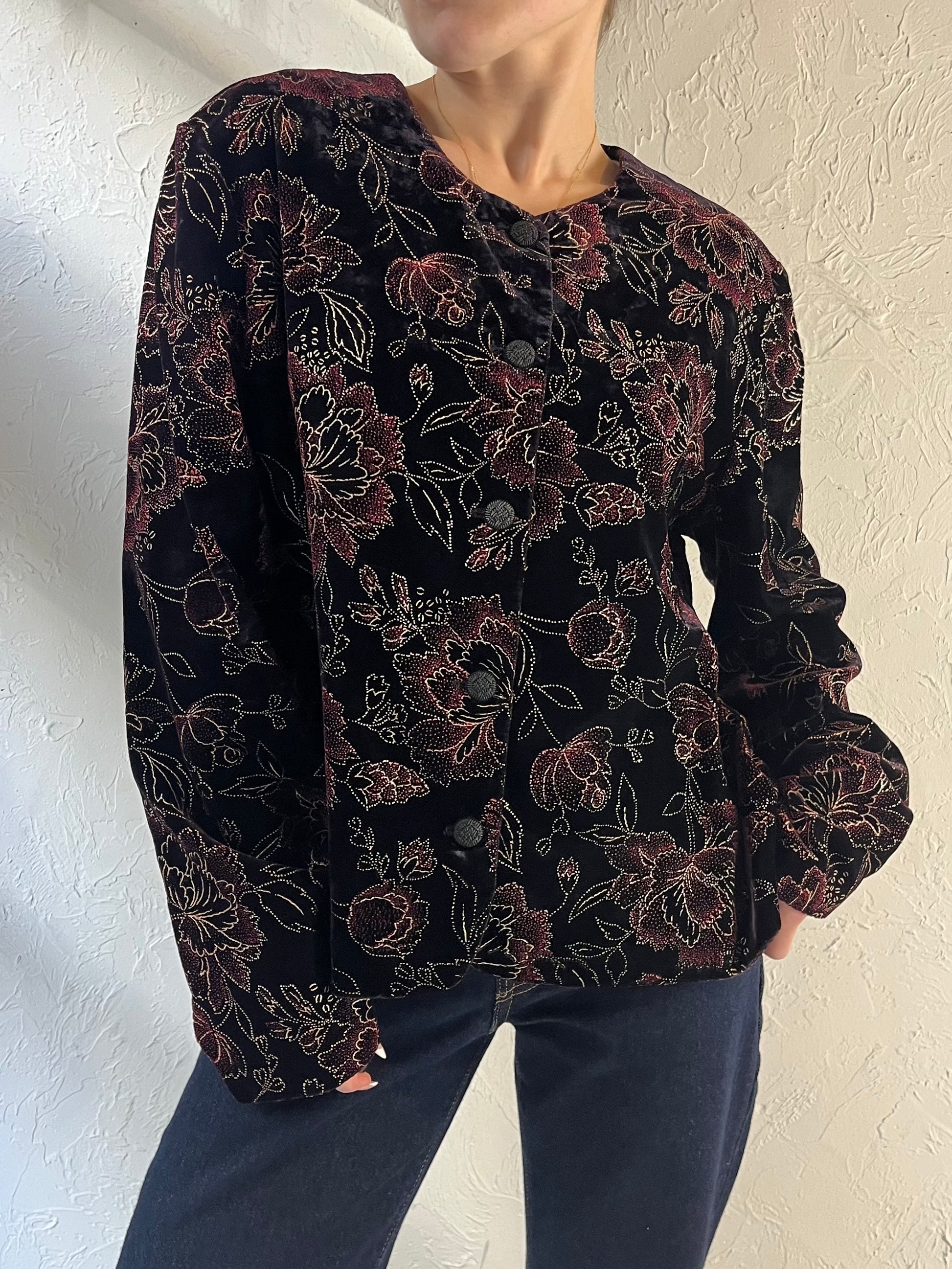 90s ‘Norton McNaughton’ Floral Embossed Jacket / Large