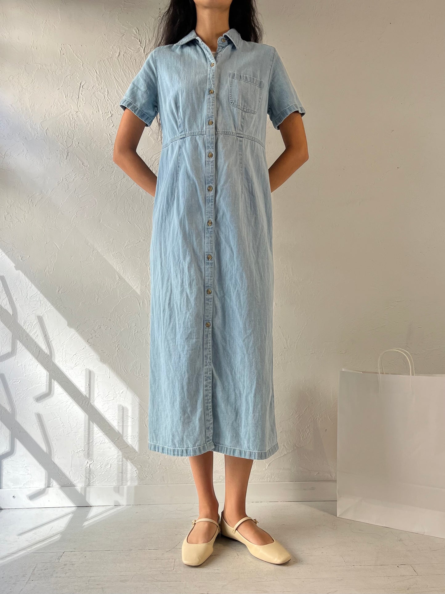 90s ‘Cherokee’ Button Up Denim Dress / Medium