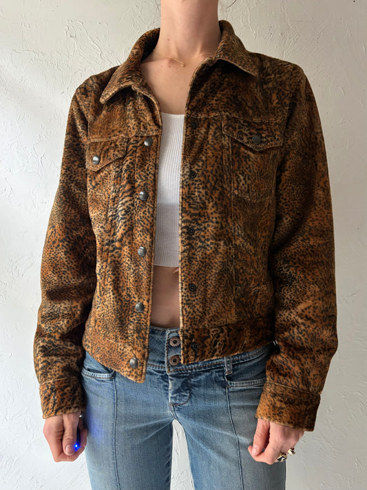 90s 'Jones New York' Retro Animal Print Jacket / Vintage 1990s Leopard Print Statement Jacket / Small
