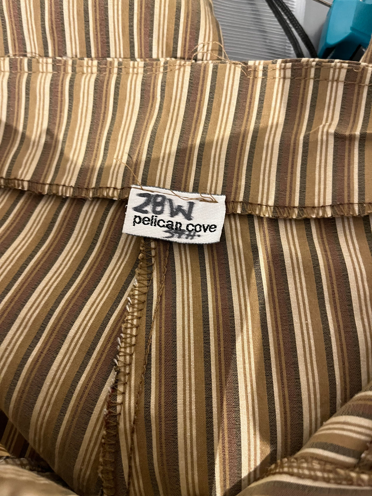 80s 'Pelican Cove' Brown Striped Low Rise Lace Up Grunge Boho Hippie Flare Plants / Medium