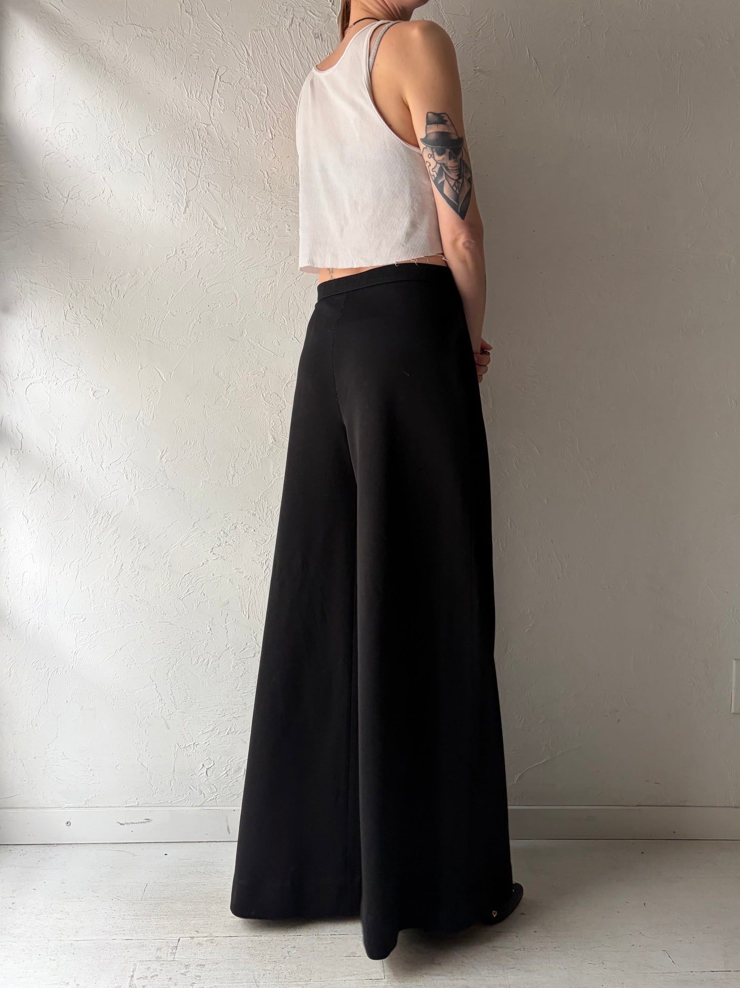70s Black Bell Bottoms / Medium