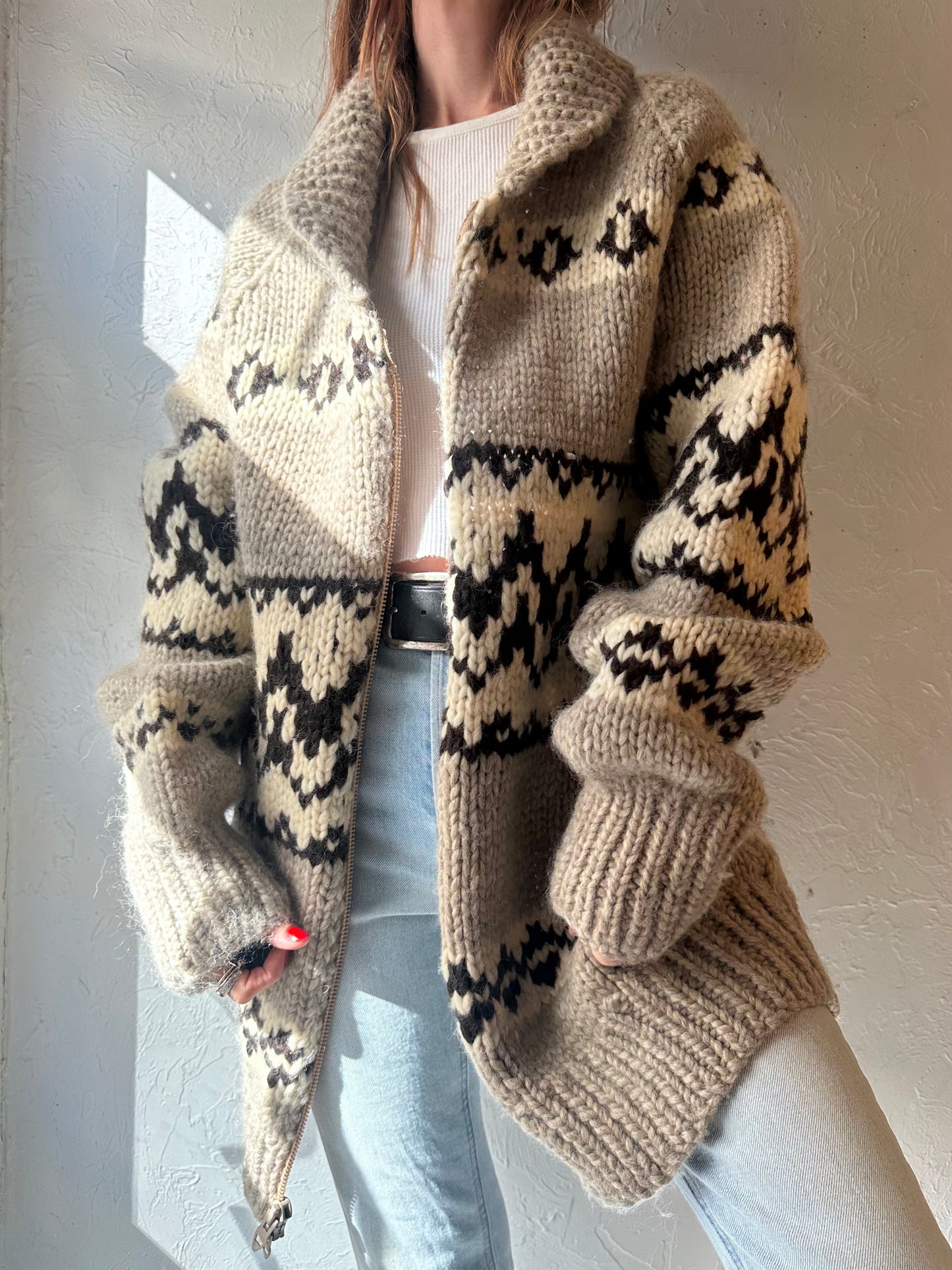Vintage Hand Knit Chunky Wool Sweater / XXL