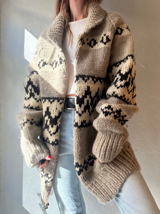 Vintage Hand Knit Chunky Wool Sweater / XXL