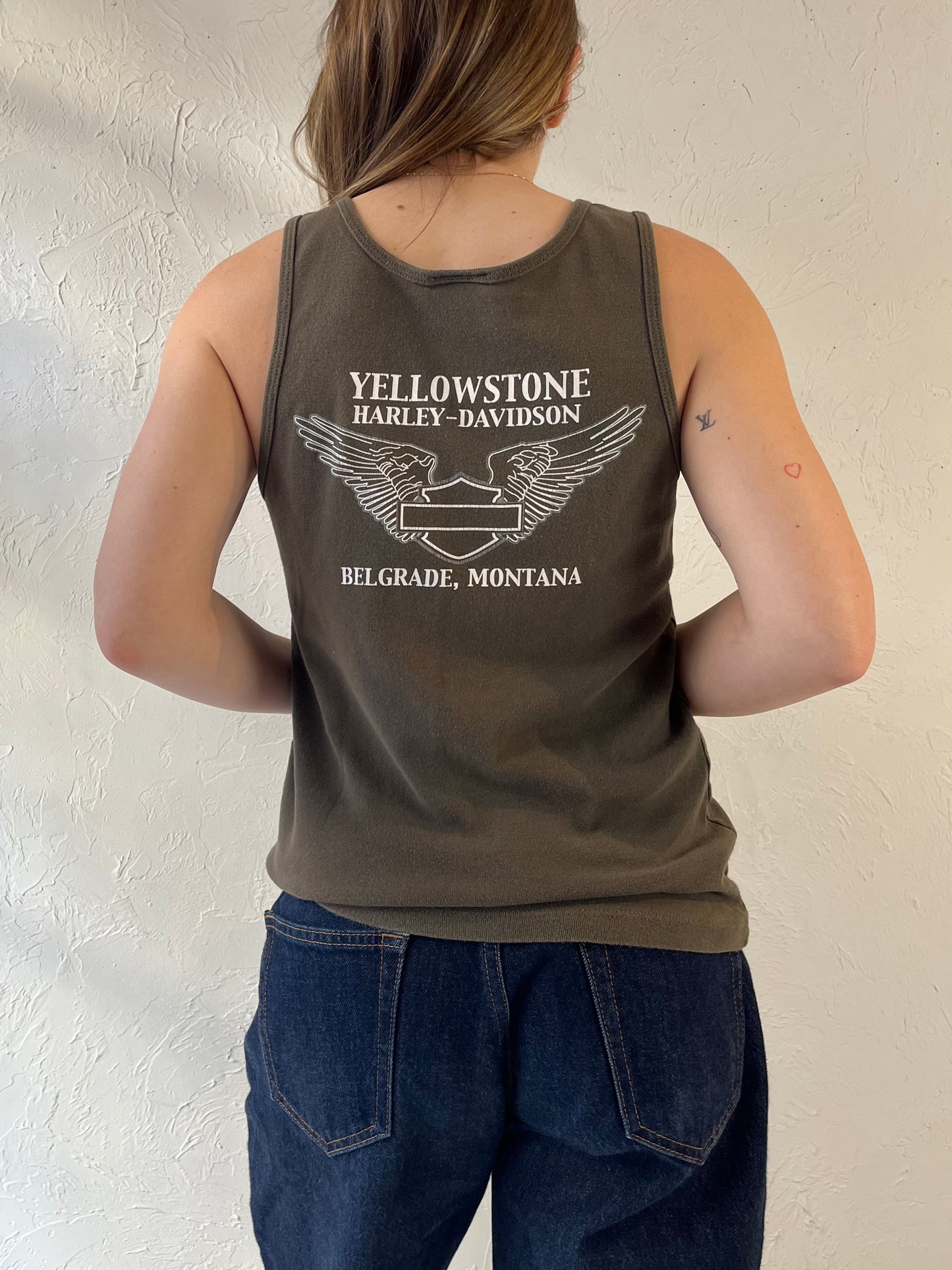 90s ‘Harley Davidson’ Yellowstone Rhinestone Tank / XL