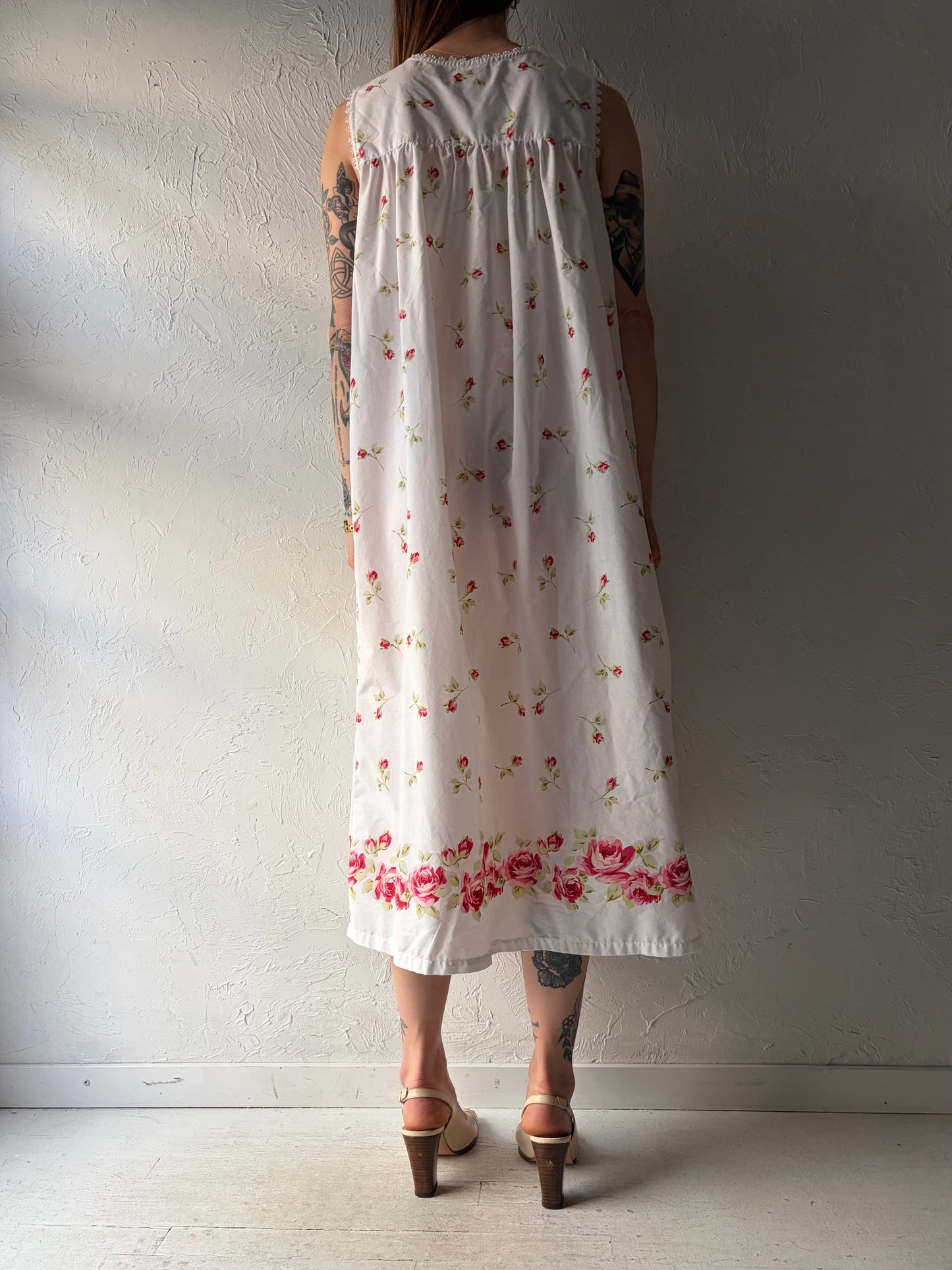 Y2k 'Outline' White Button Up Floral Maxi Dress / Small