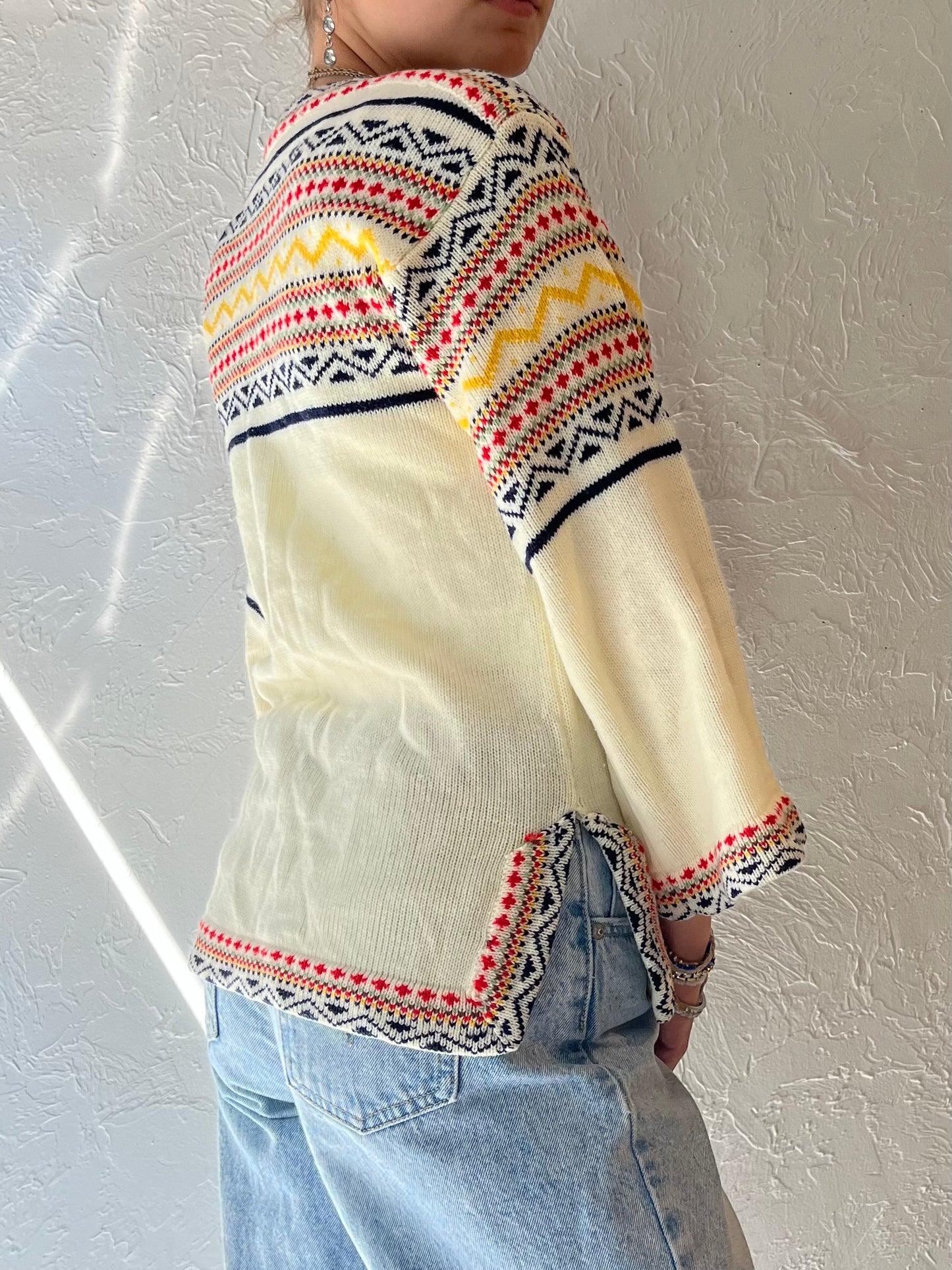 90s 'Niki' Acrylic Knit Bell Sleeve Sweater / Small