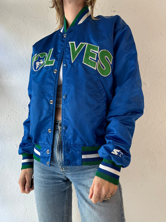 90s 'Minnesota Timberwolves' NBA Satin Starter Jacket / Medium