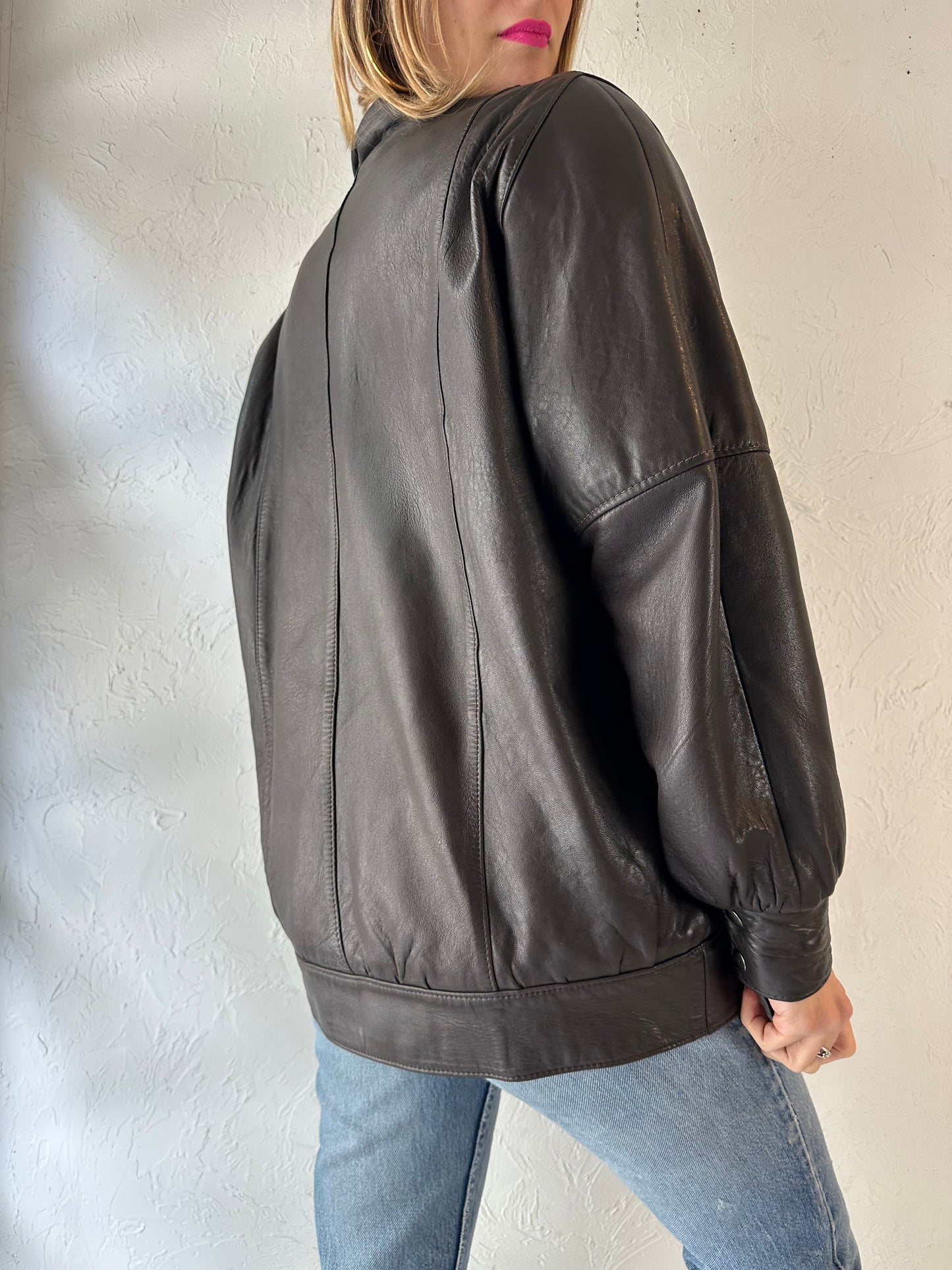 90s 'Lindzon' Brown Leather jacket / Medium