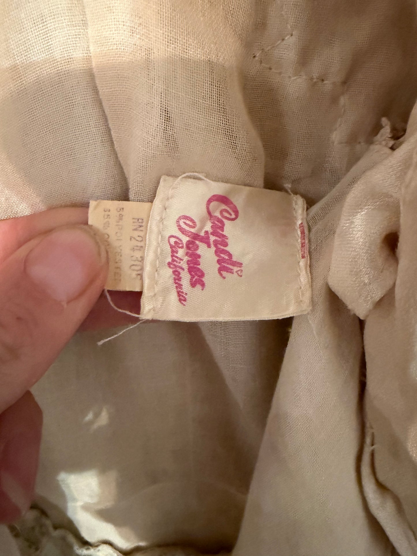 70s 'Candi Jones' Beige Peasant Dress / Small