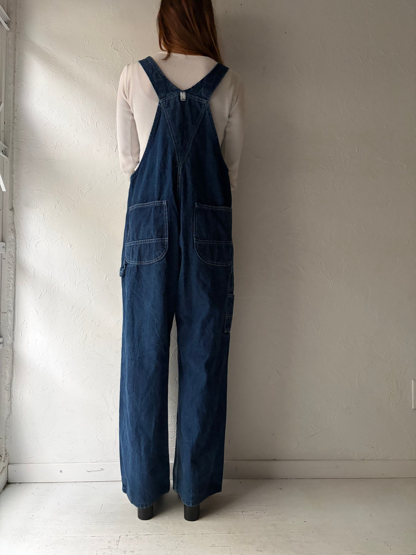 Vintage 'Key' Dark Wash Denim Work Wear Overalls / XL