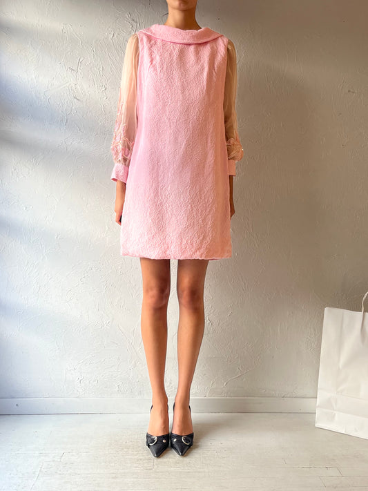 50s Pink Union Made Shift Mini Dress / Small