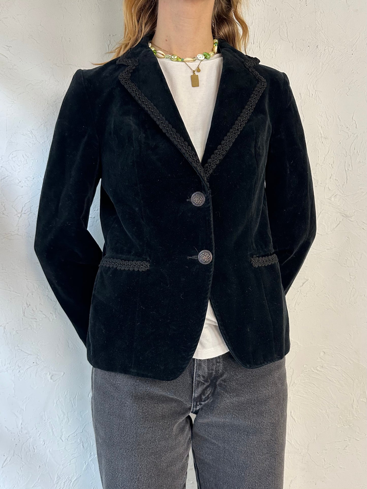 Vintage 'Jantzen' Black Velvet Blazer Jacket / Medium