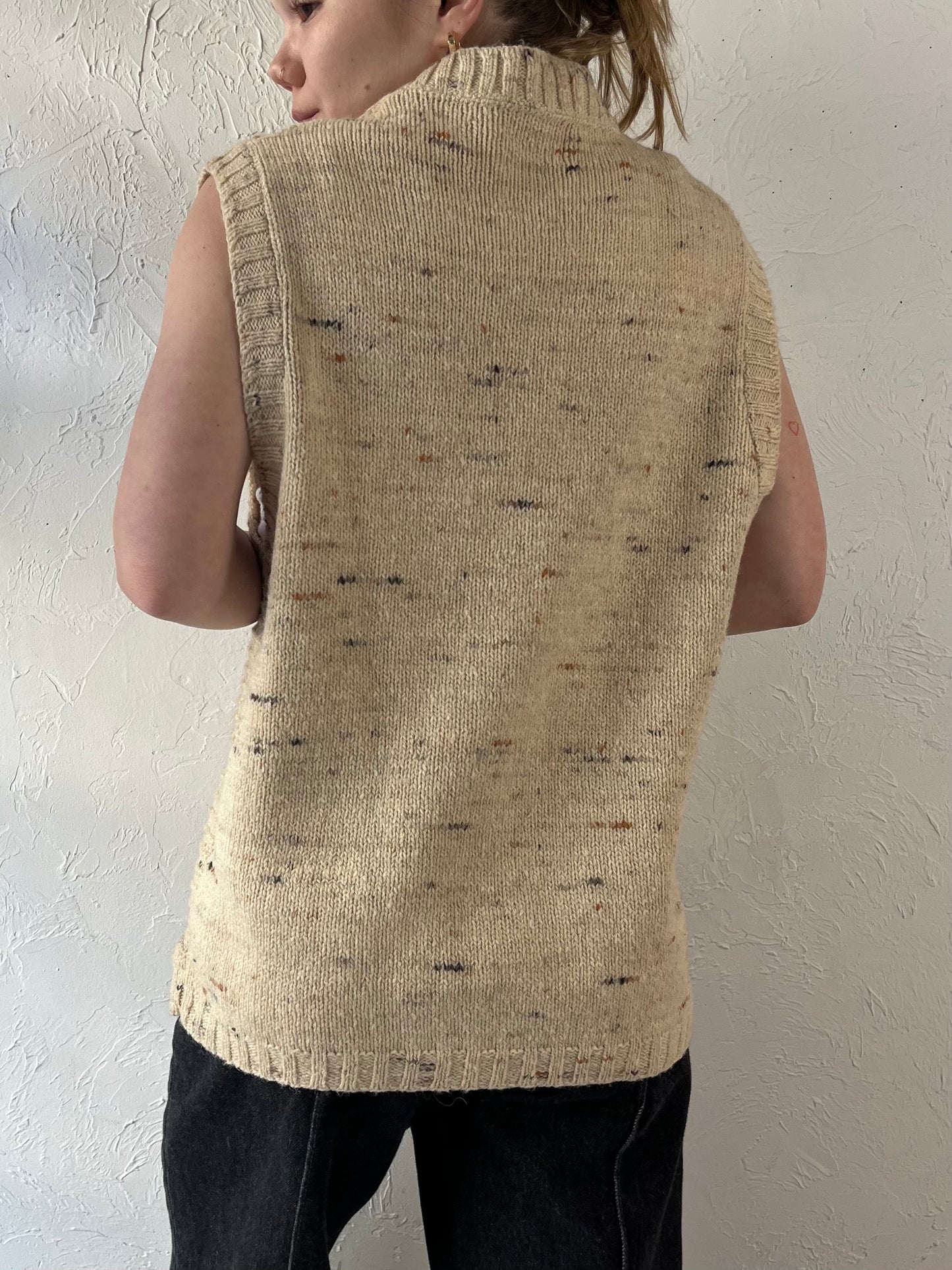 80s ‘JC Penny’ Beige Knit Union Made Vest / XL