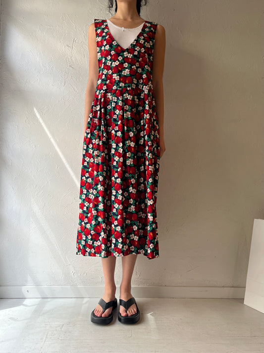 90s ‘Pam’s Closet’ Apple Maxi Print Dress / Medium