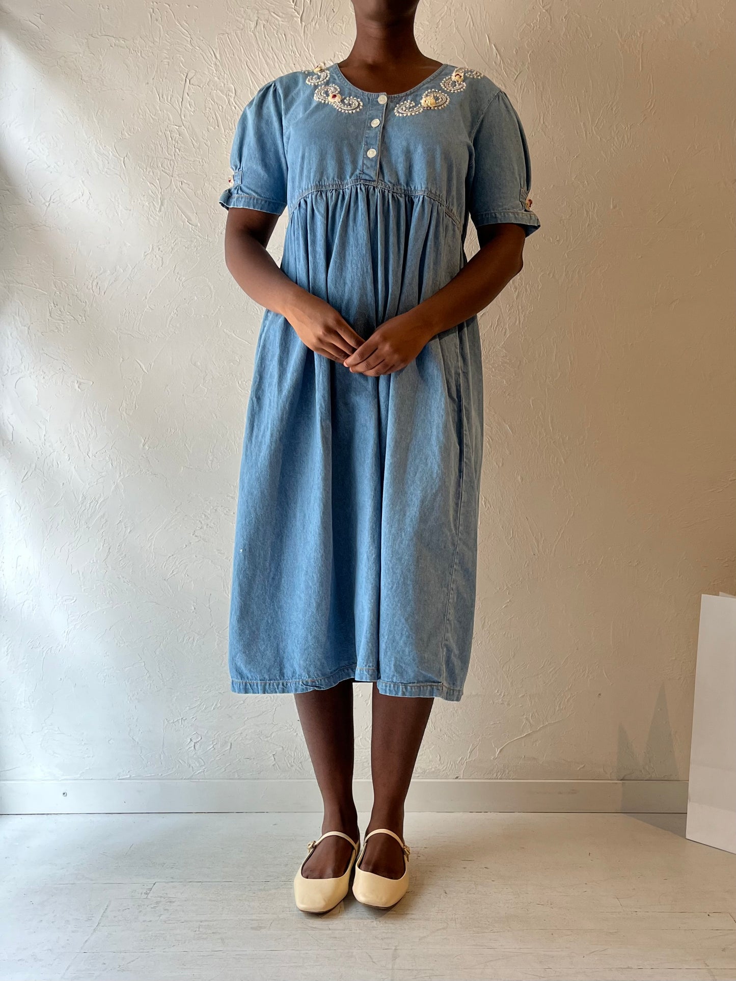 90s Denim T Shirt Dress / Medium