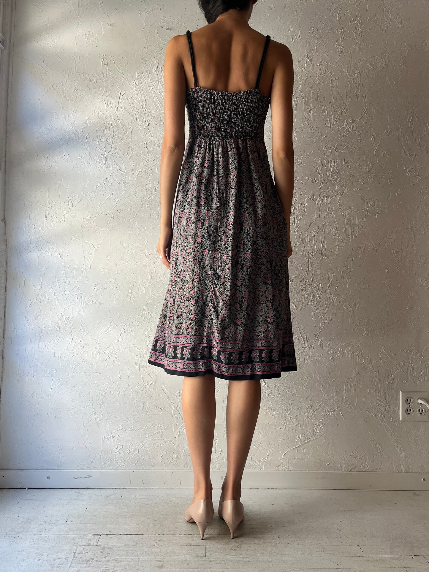 90s 'Lanz' Patterned Hippie Midi Dress / Small