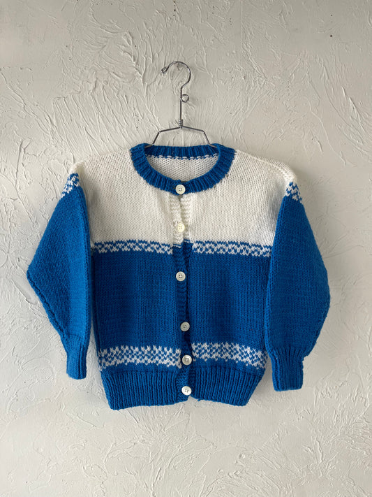 Vintage Kids Knit Snowman Cardigan Sweater / 10