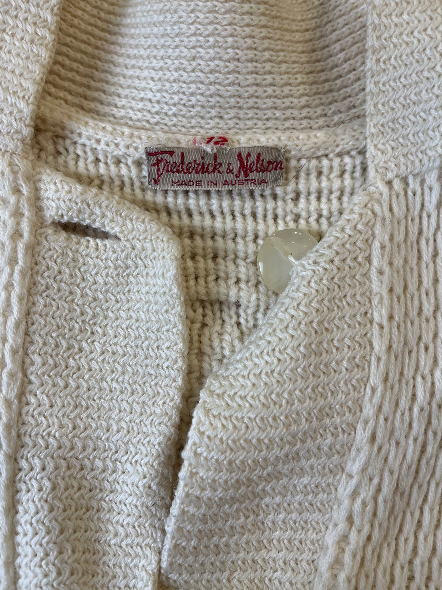 80s 'Frederick & Nelson' Cream Knit Cardigan Sweater / Small