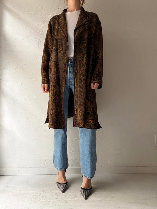 90s Lightweight Brown Tapestry Jacket / Medium
